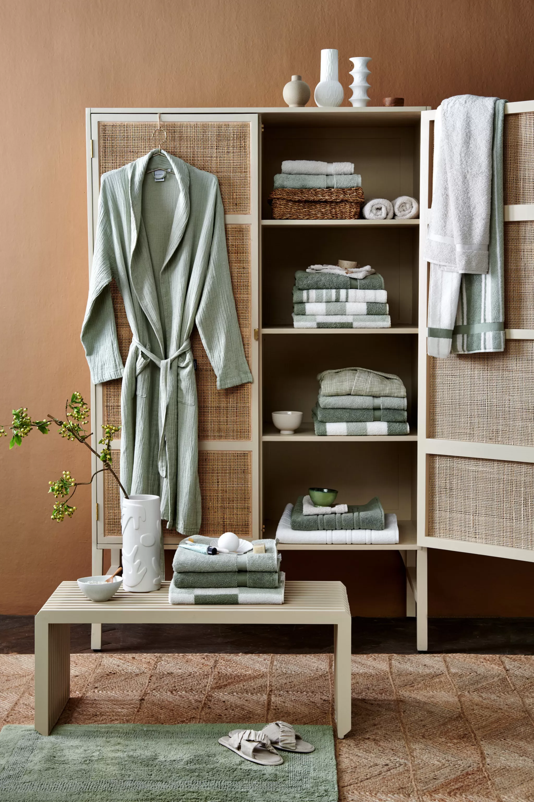 Vandyck Ranger*Bath Textiles Vancouver Smoke Green (Co027) Wide Stripes