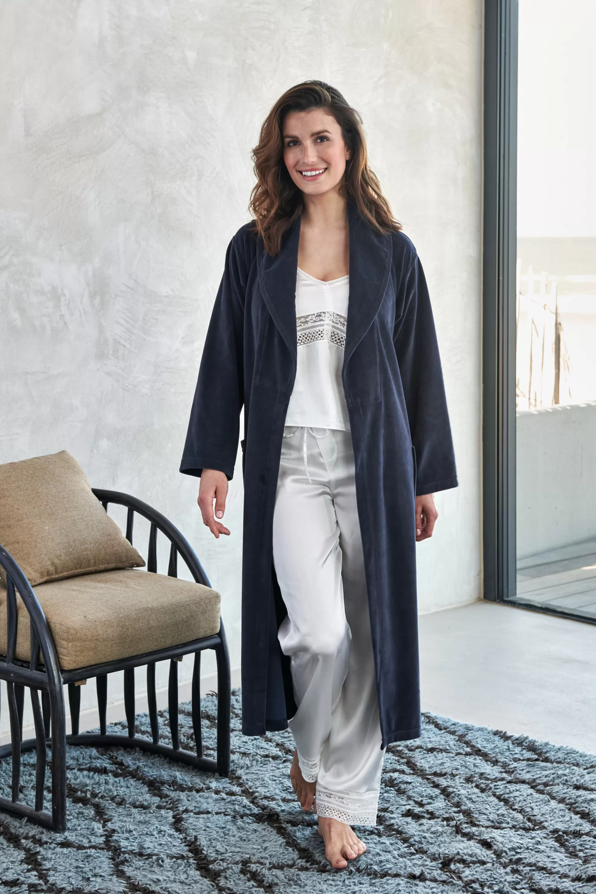 Vandyck Ladies*Bathrobe Grace Dark Navy (Bage21203)