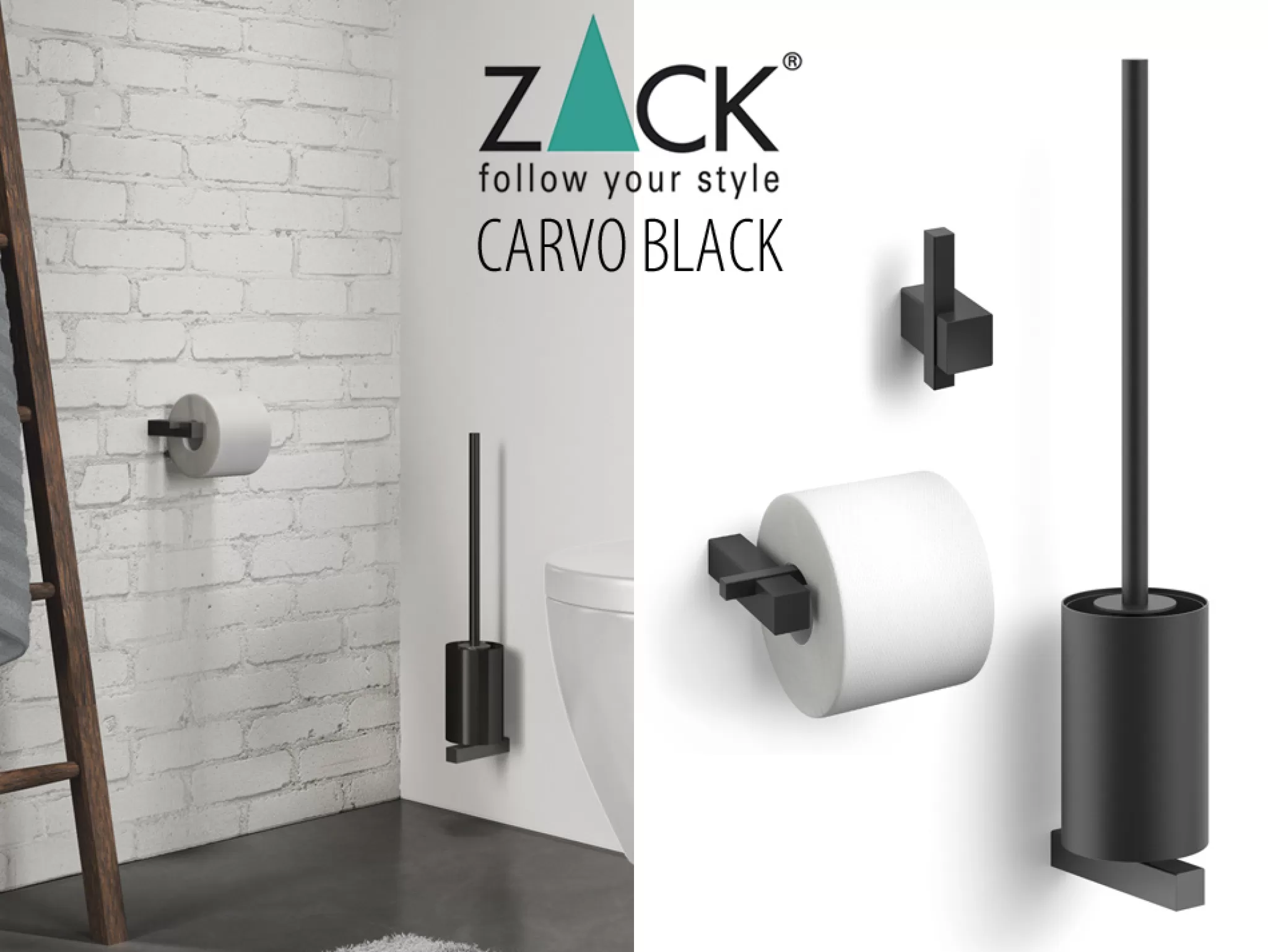 Zack Towel Hook*Carvo 3-Piece Basic Package (Black)