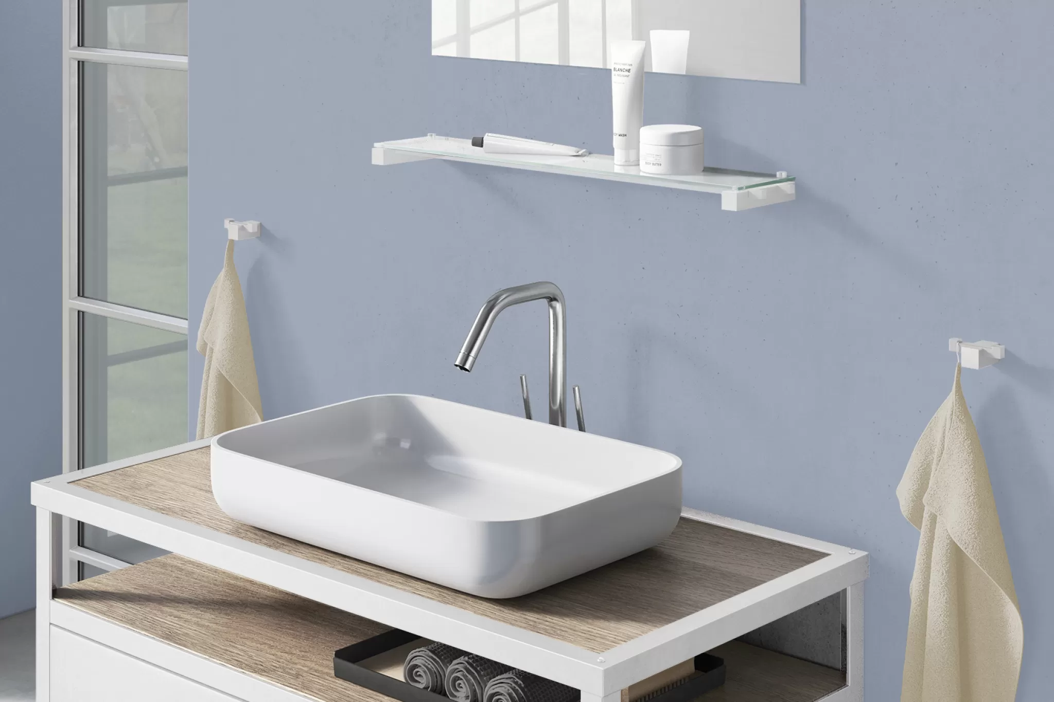 Zack Shelf*Carvo Shelf With Glass Plate 40816 (White)