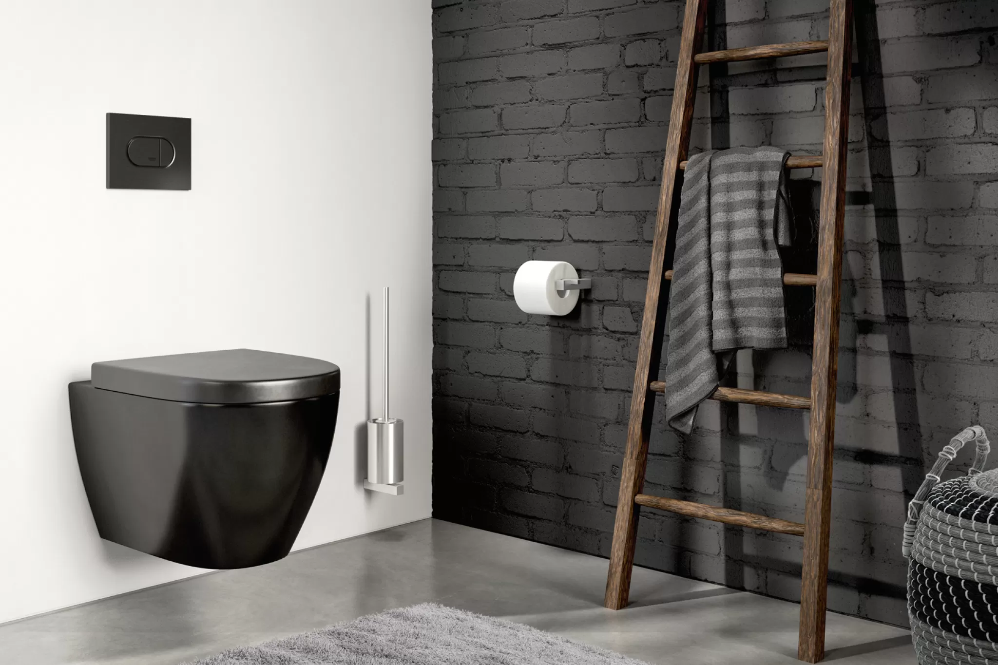 Zack Toilet Brush Holder*Carvo Toilet Brush Set Wall 40487 (Mat)