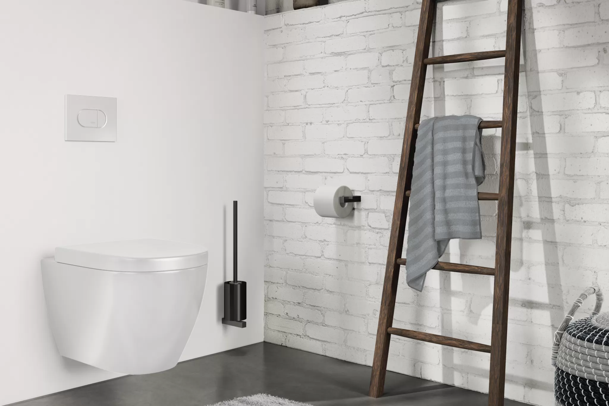 Zack Toilet Brush Holder*Carvo Toilet Brush Set Wall 40507 (Black)