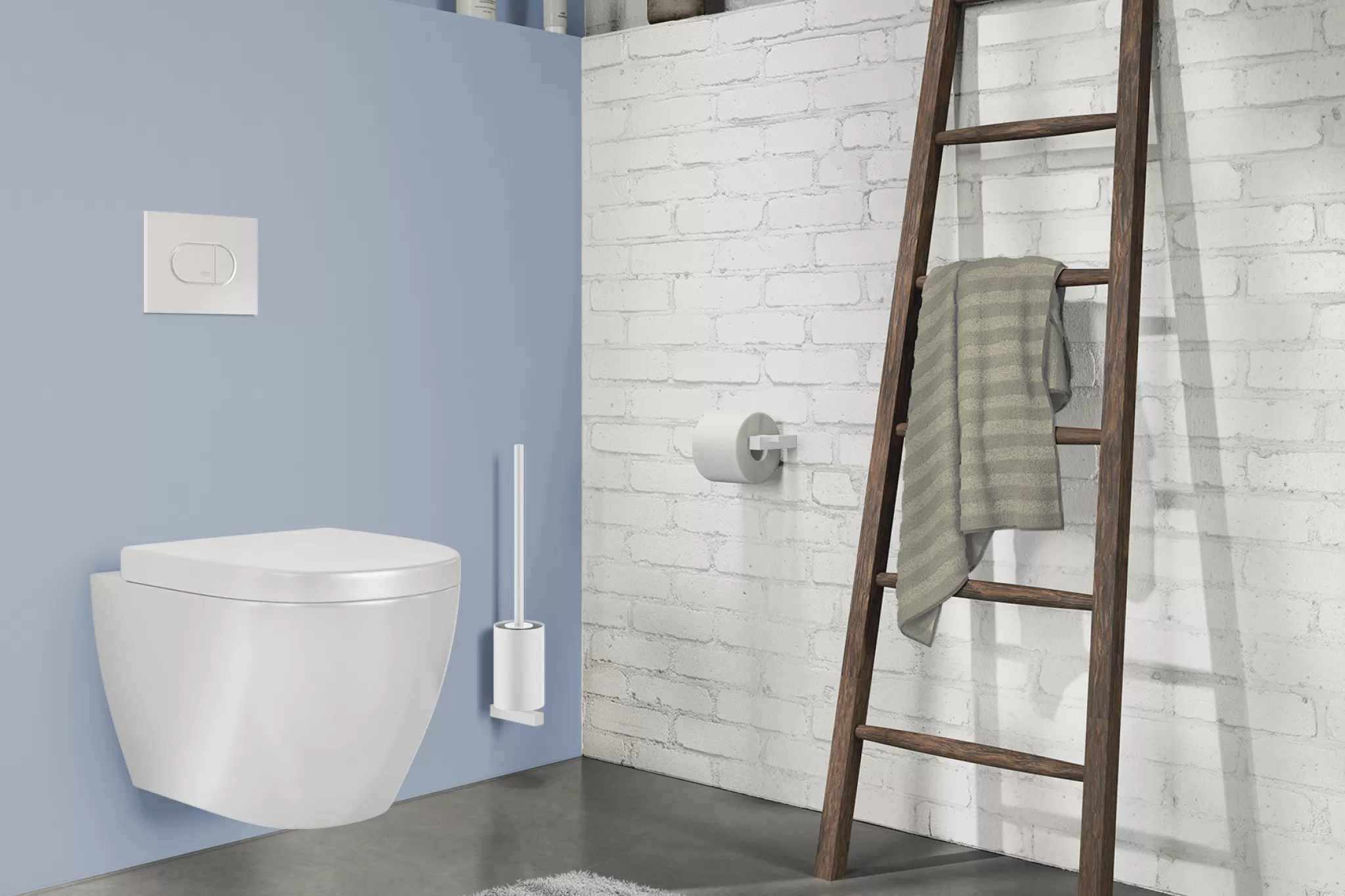 Zack Toilet Brush Holder*Carvo Toilet Brush Set Wall 40817 (White)