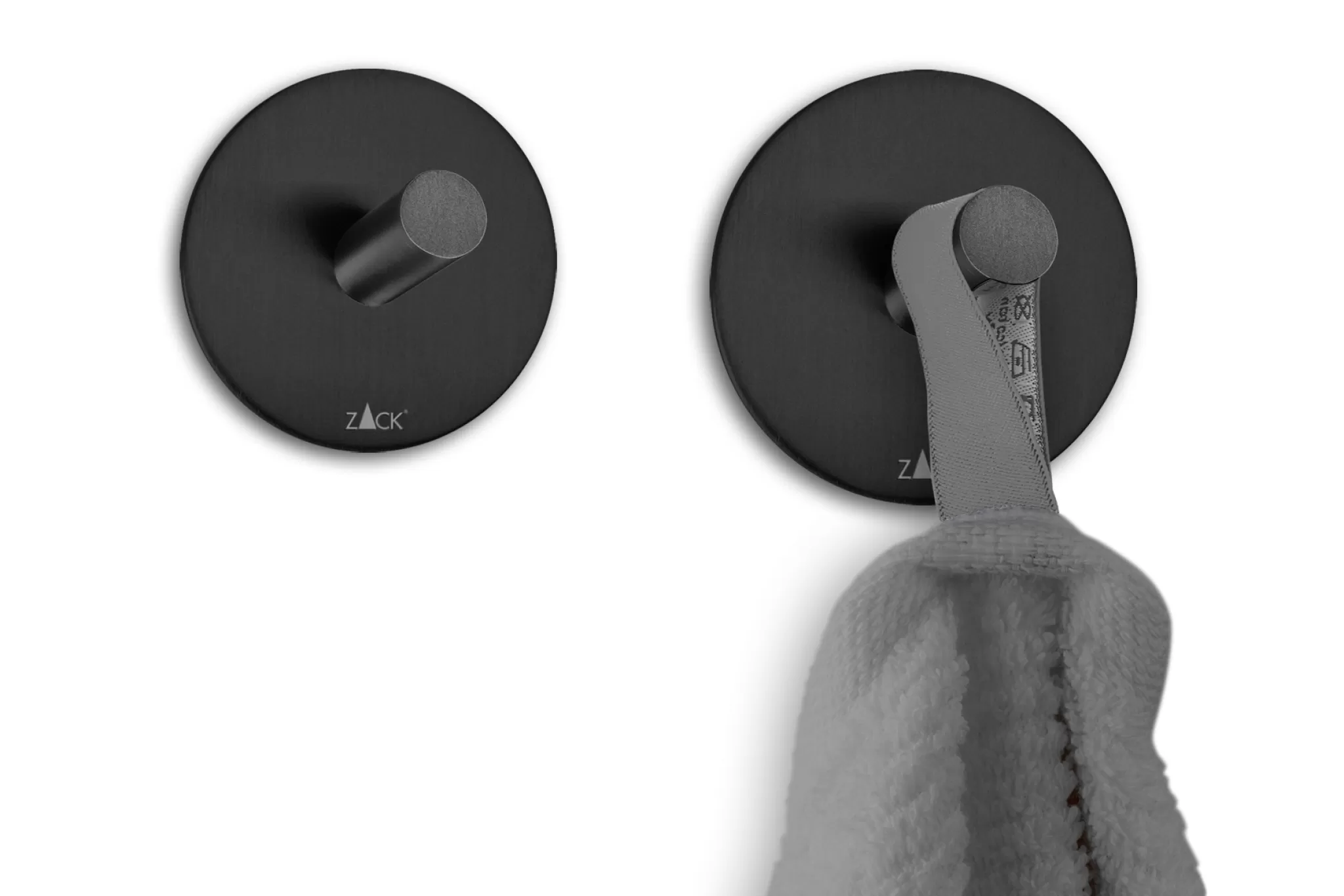 Zack Towel Hook*Duplo Towel Hook Self-Adhesive Set/2 40354 (Black)