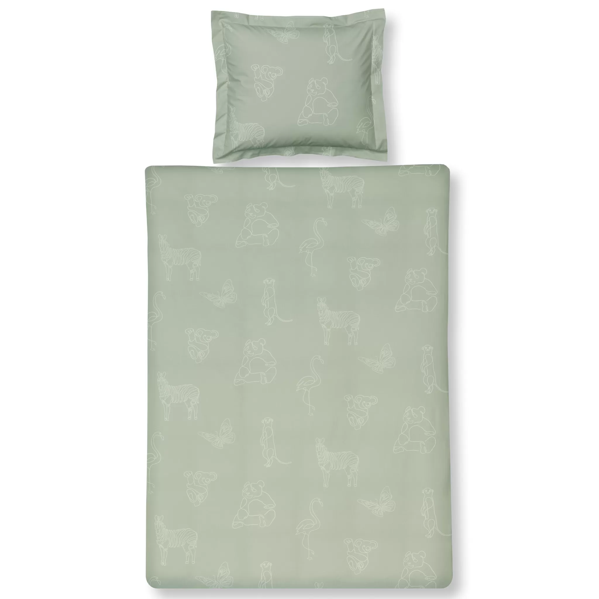 Fashion Duvet Cover Animal Kids Pale Olive 140X220 Cm (Kibb22110) Kids