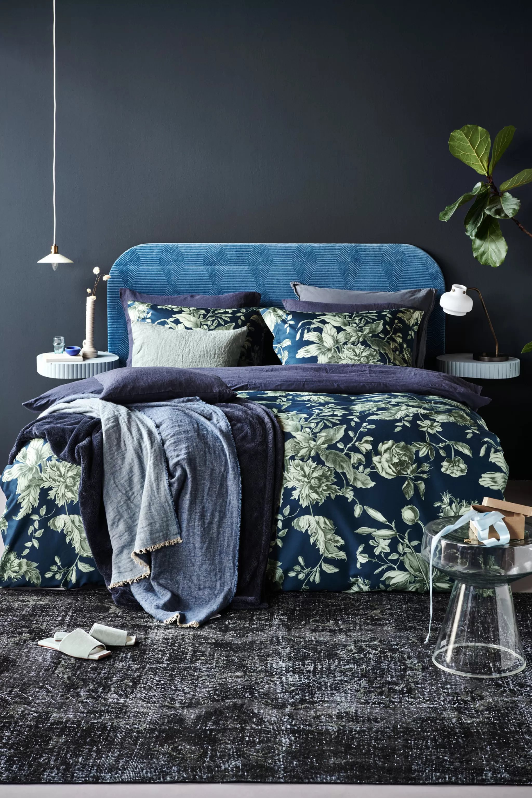 Sale Duvet Cover Bloom Art Nightblue 200X220 Cm (Satin) Sam321221 2 Persons