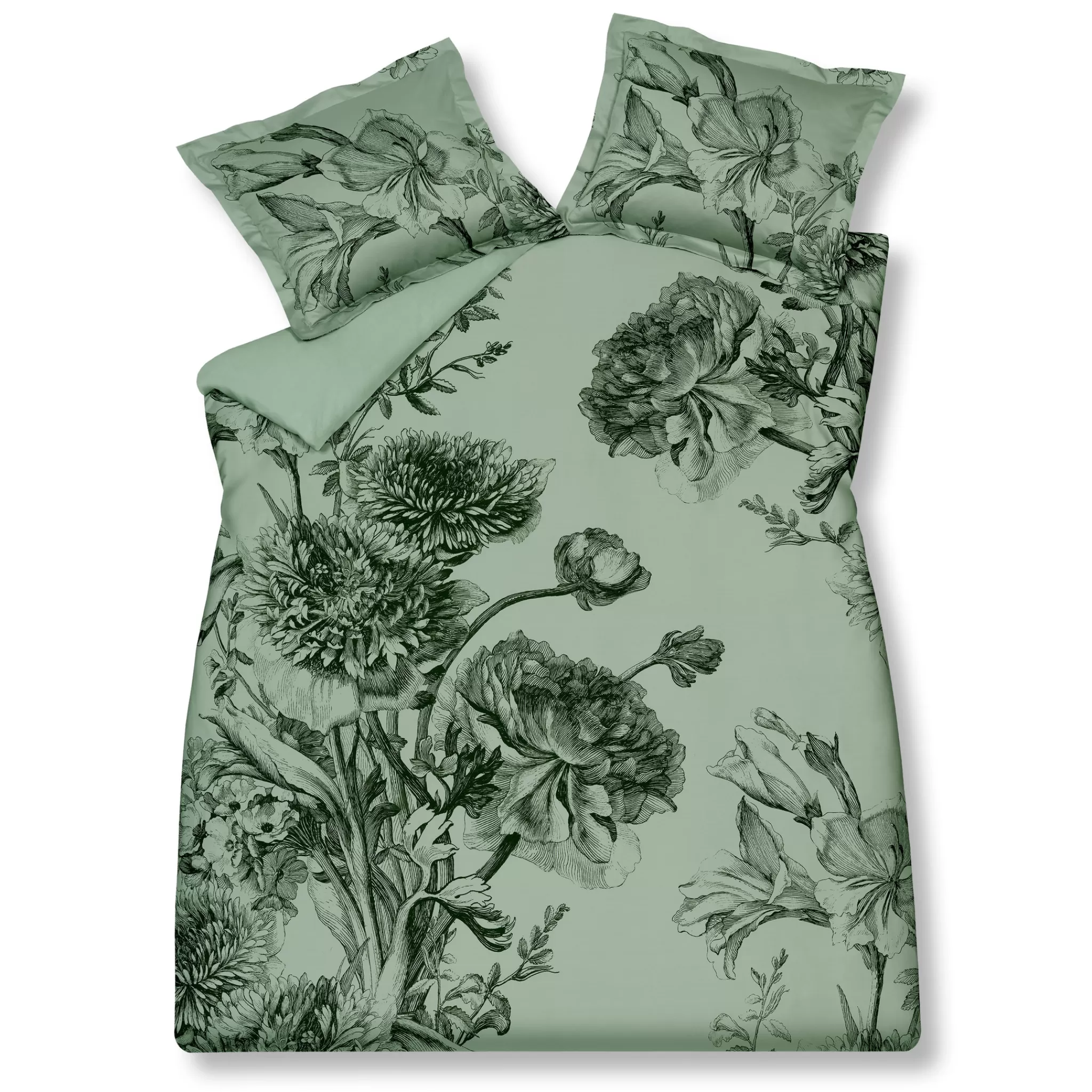 Clearance Duvet Cover Night Bloom Smoke Green 140X220 Cm (Satin Cotton) Sam121213 1 Person