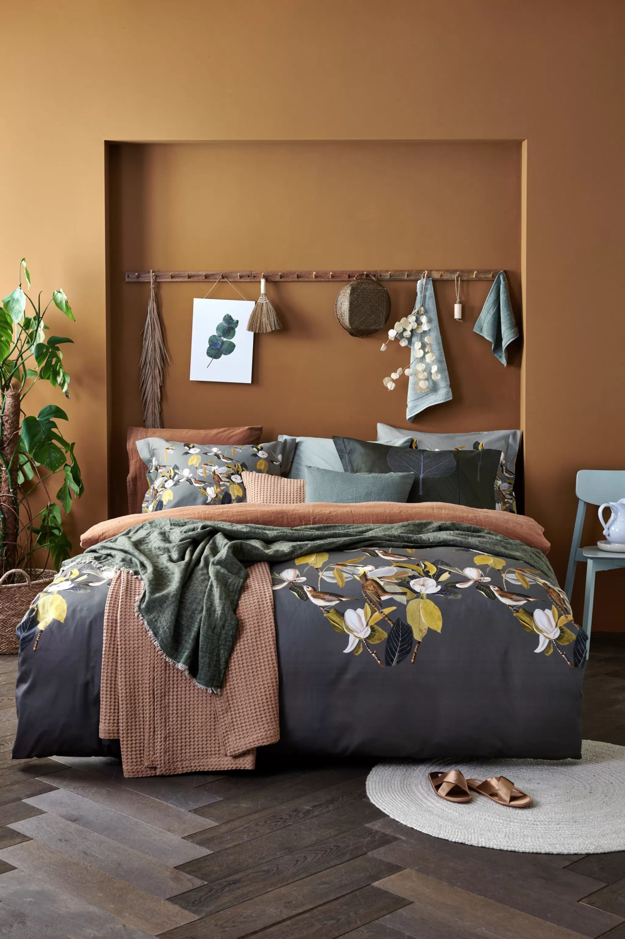New Duvet Cover Planty Oak Green 200X220 Cm (Satin) Sabb21213 2 Persons