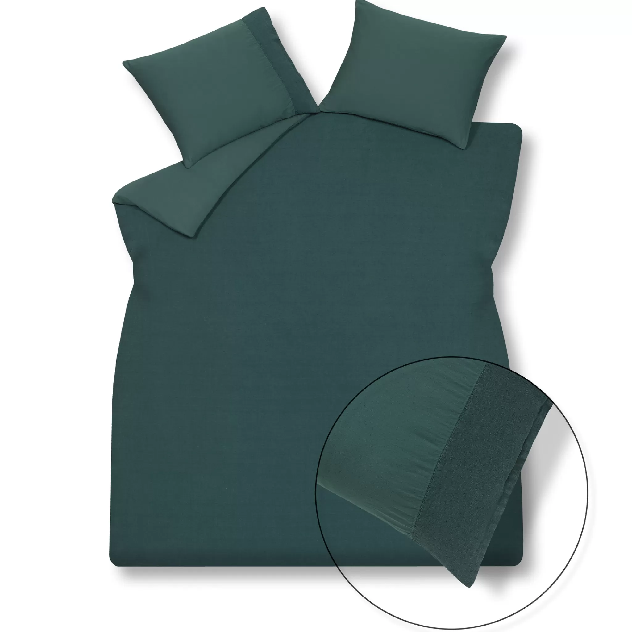 Sale Duvet Cover Pure 07 Dark Green 240X220 Cm (Linen / Satin Cotton) Prsa17207 Twin Beds