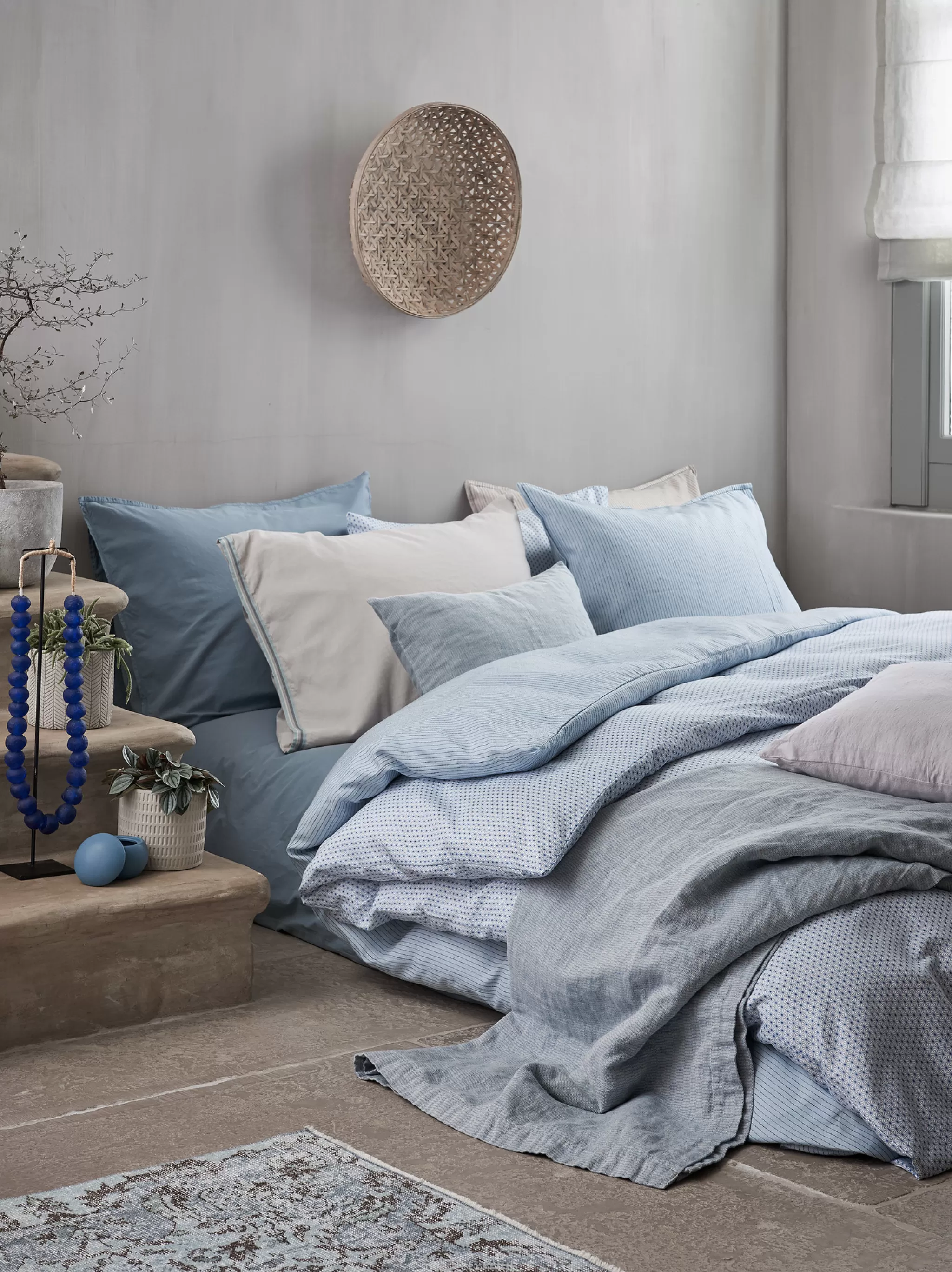 Outlet Duvet Cover Pure 27 Faded Denim 240X220 Cm (Linen / Cotton) Prsa19127 Twin Beds