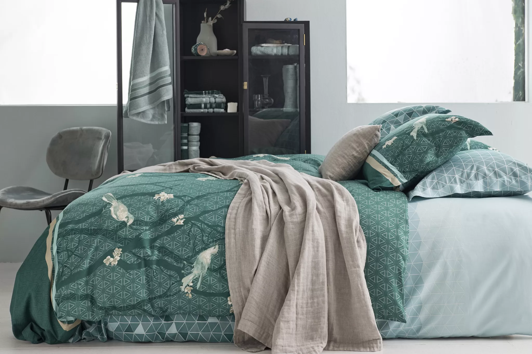 Online Duvet Cover Small Birds Parisian Blue 140X220 Cm (Satin) Sabr20103 1 Person