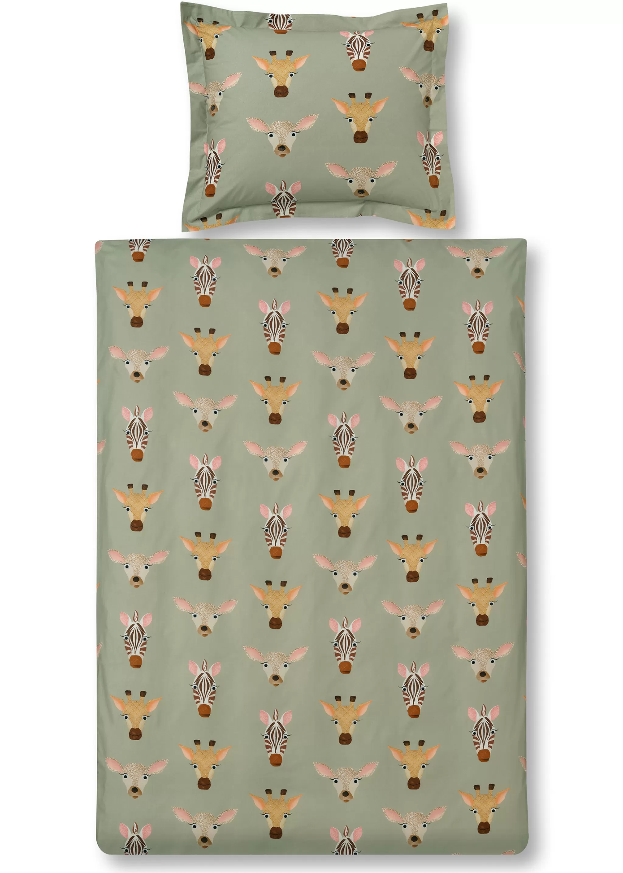 Hot Duvet Cover Wildlife Kids Light Olive 140X220 Cm (Kibb20209) Kids