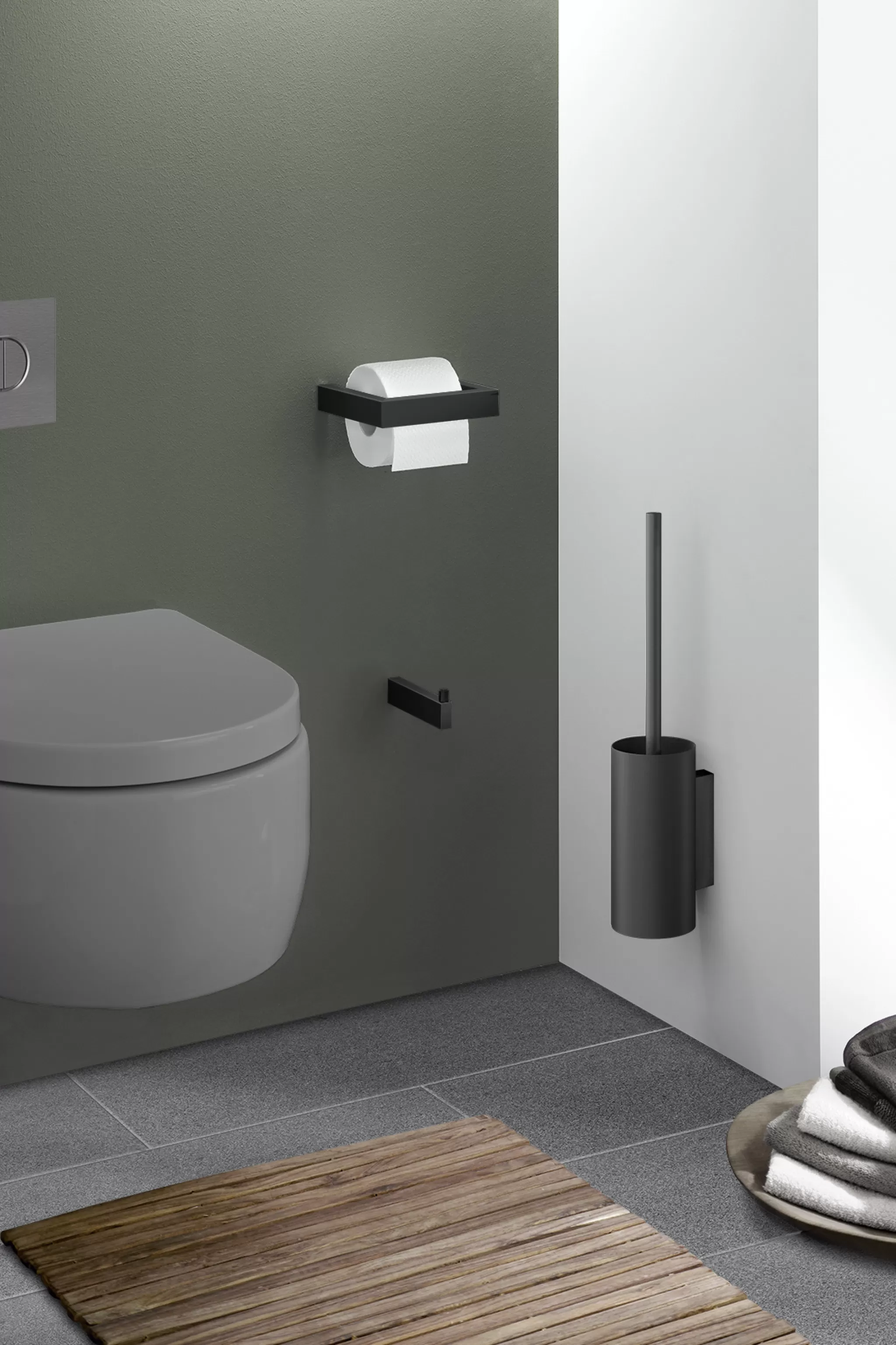 Zack Toilet Brush Holder*Linea Toilet Brush Set 40571 (Black)