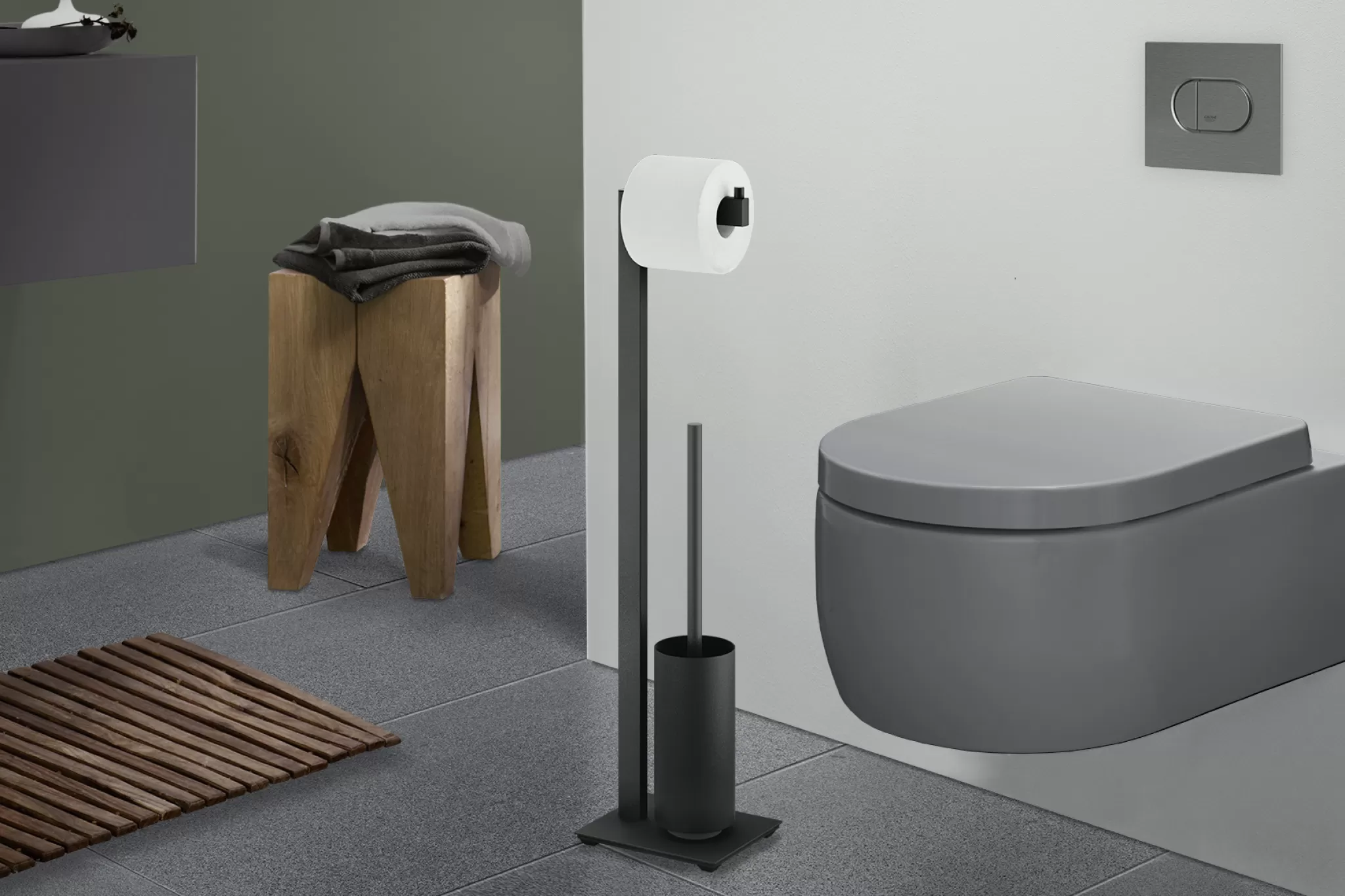 Zack Toilet Butler*Linea Toilet Brush Set 40572 (Black)