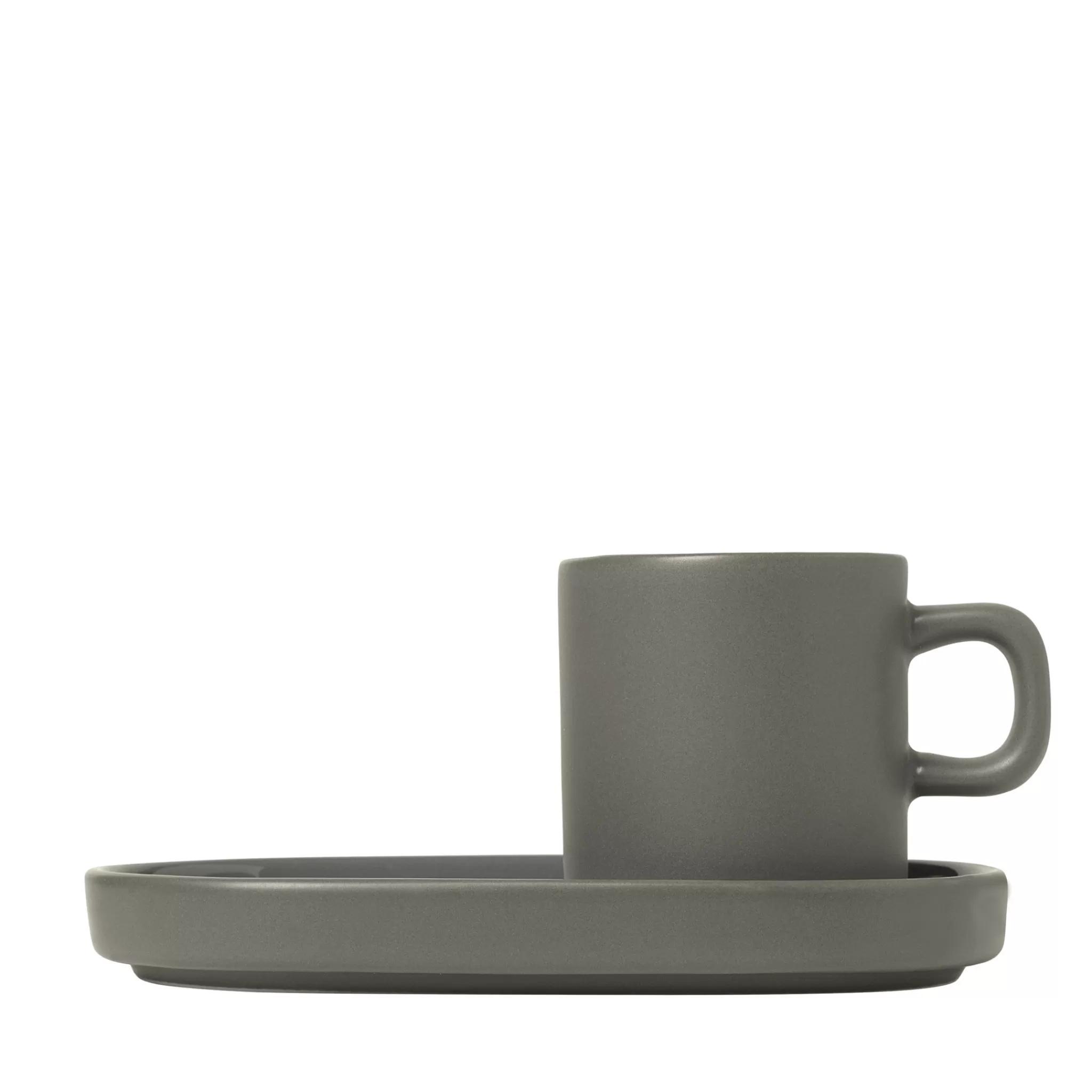 Outlet Pilar 2 Espresso Cups 50 Ml With Saucer Pewter (63972) Pilar