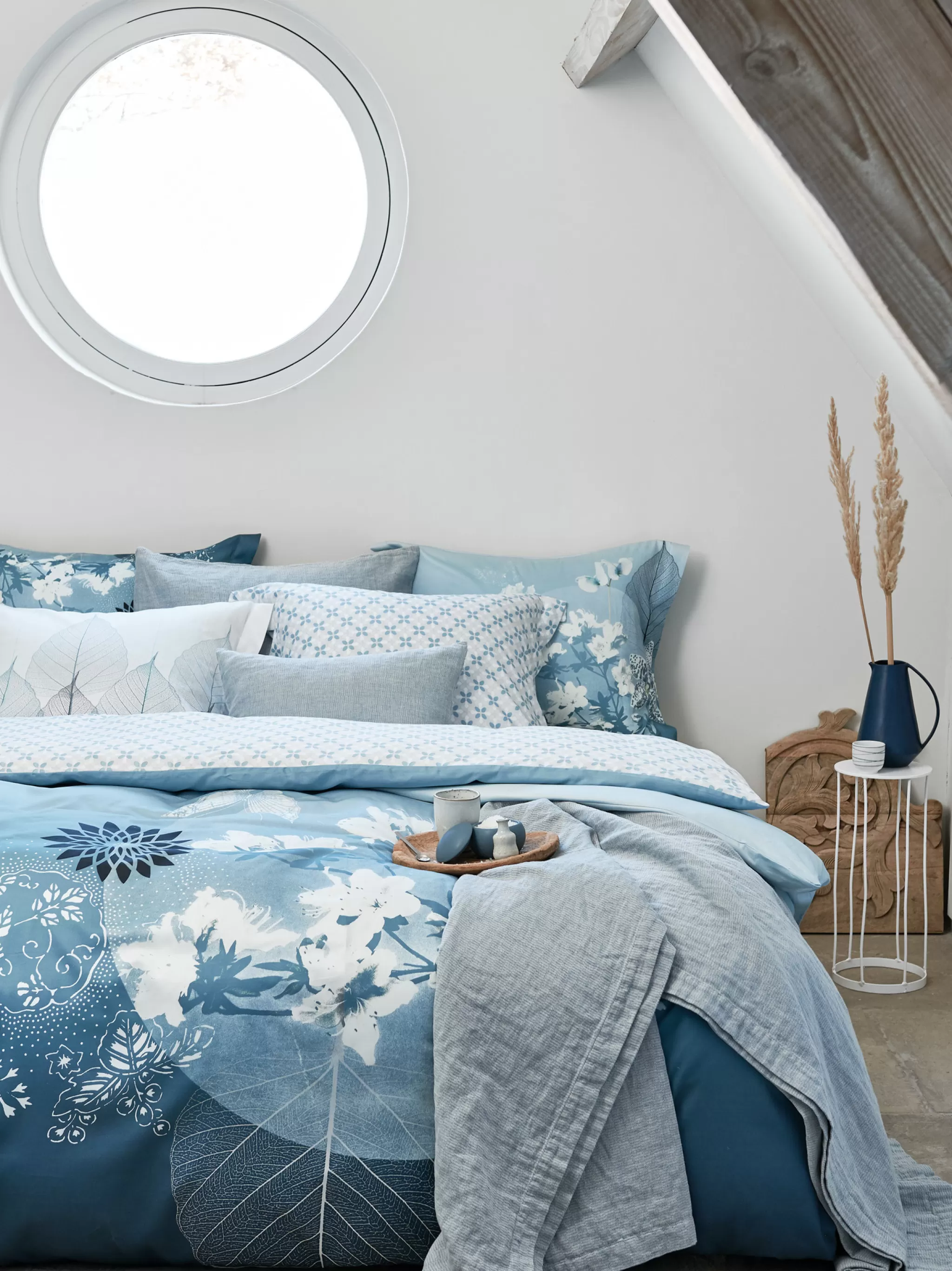 Fashion Pure 11 Bedspread / Pillow Cover Faded Denim-184 (Cotton / Linen) Prsa18111 Bedspread