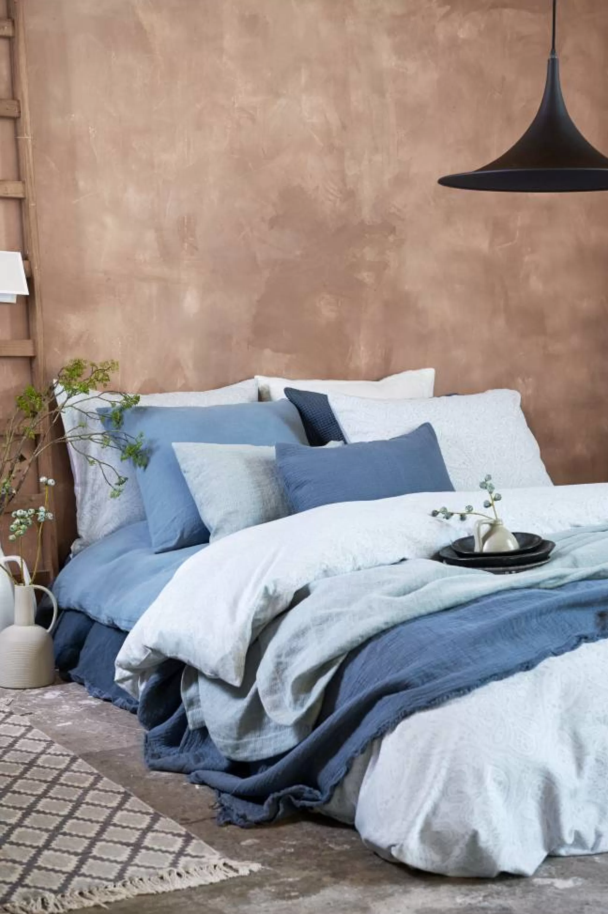 Fashion Pure 11 Bedspread / Pillow Cover Faded Denim-184 (Cotton / Linen) Prsa18111 Bedspread