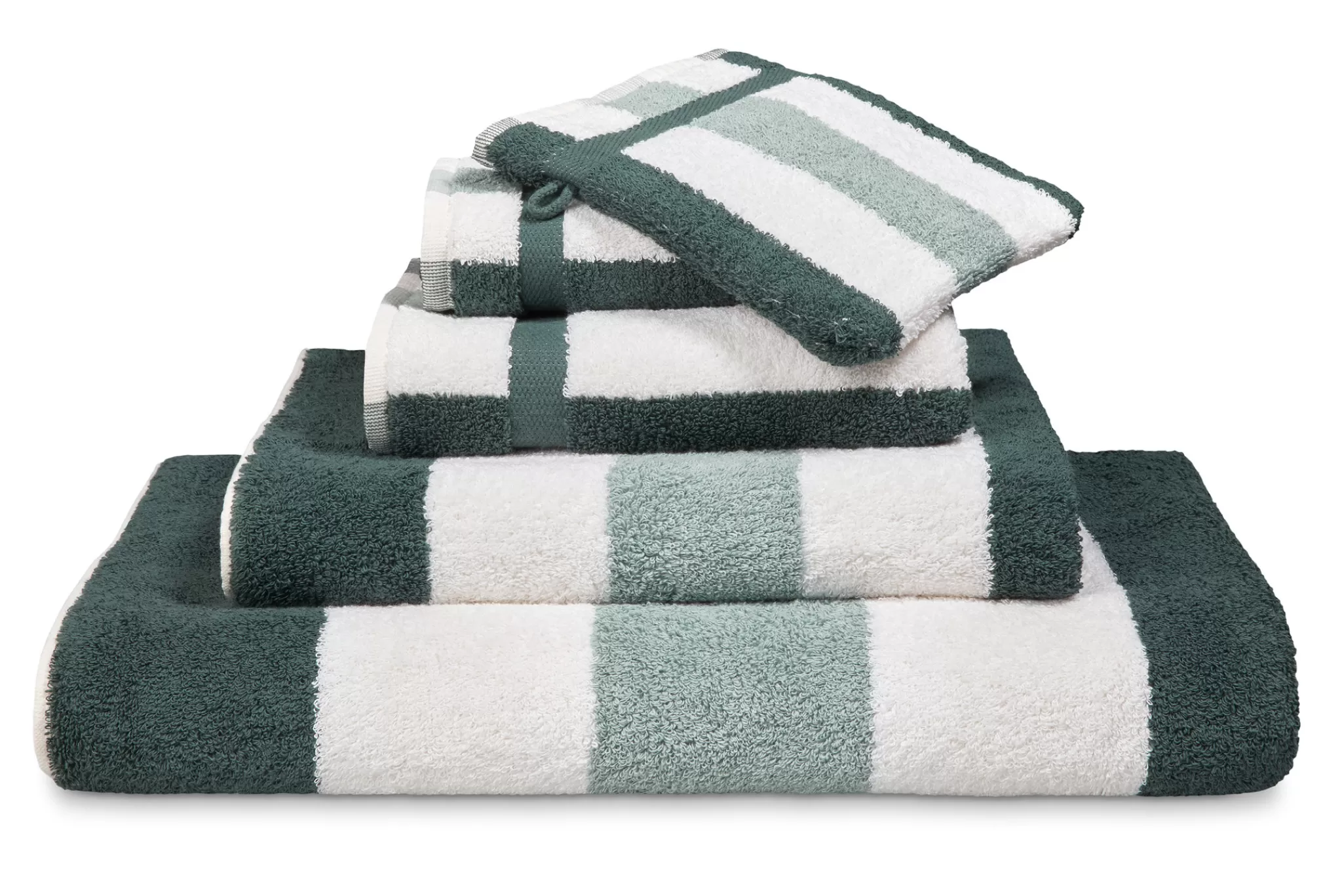 Vandyck Ranger*Vancouver Bathroom Linen Earth Green (Co027) Wide Stripes