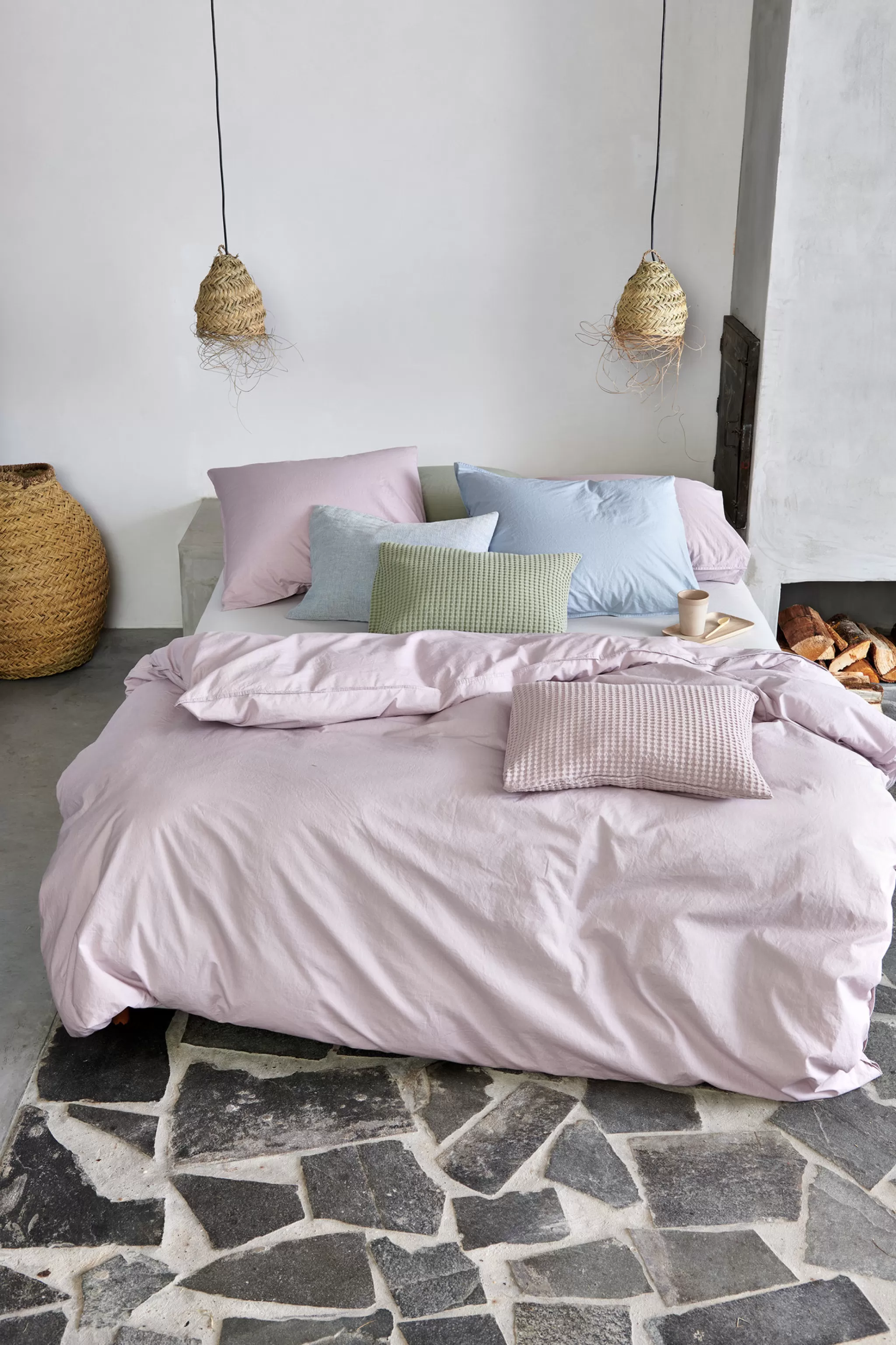 New Washed Cotton Duvet Cover 140X220 Cm Viola (Cotton) Clla20201 1 Person