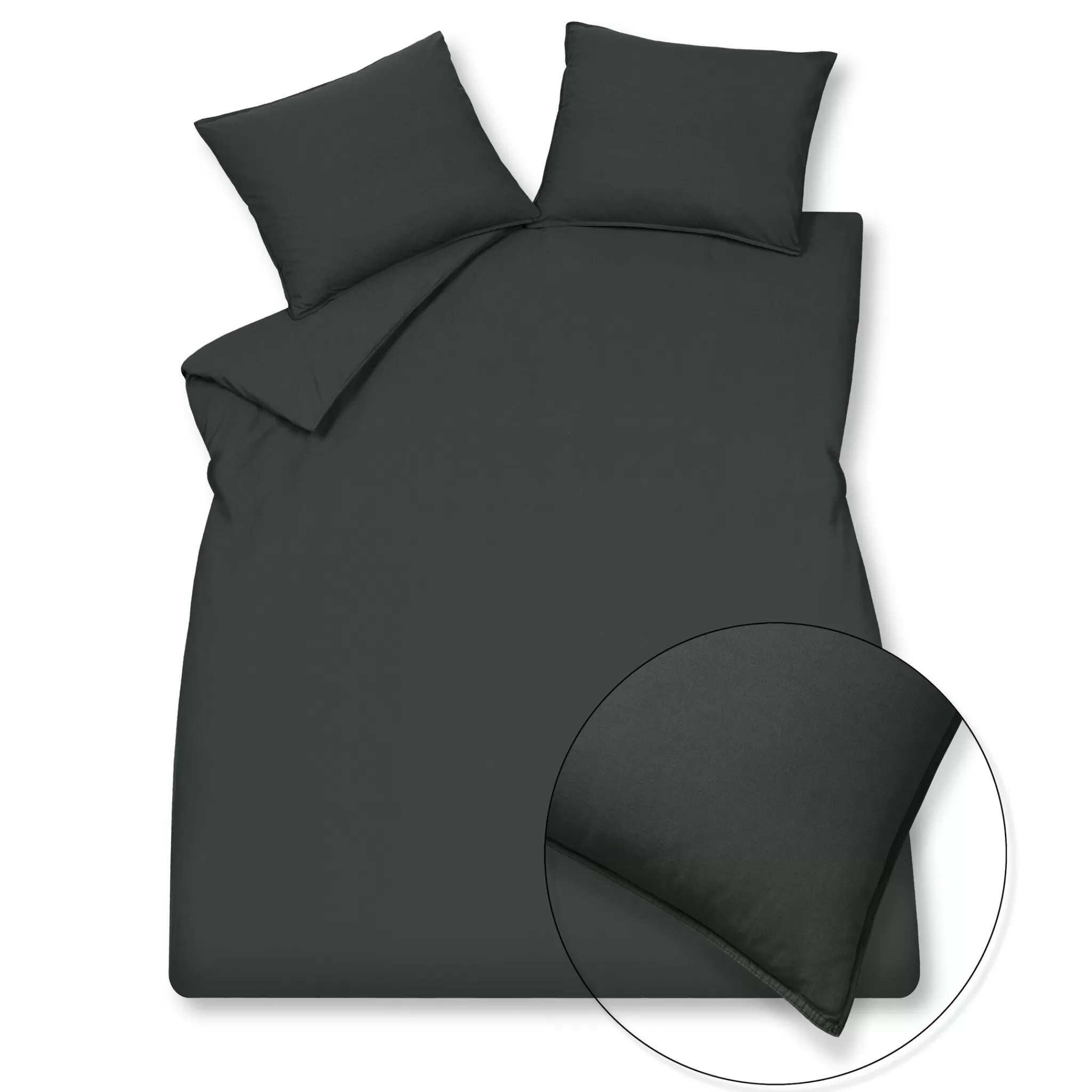 New Washed Cotton Duvet Cover 240X220 Cm, Off Black (Cotton) Twin Beds
